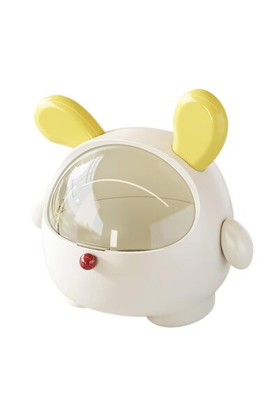 STARSTAR mini bunny trash can with lid - small cartoon bunny desk storage box...