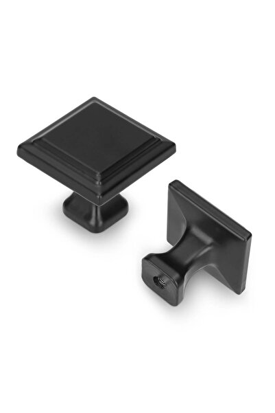 STARSTAR 10-Pack Modern Flat Black Square Cabinet Door Handles (29x25mm), Sol...