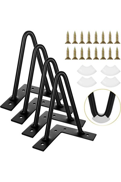 STARSTAR Set of four 15cm hairpin-style table legs, black metal coffee table ...