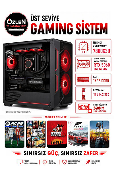 ÖZLEN X52 RYZEN 7 7800X3D RTX 5060 8GB 16GB DDR5 RAM 1TB M.2 SSD Üst Seviye O...