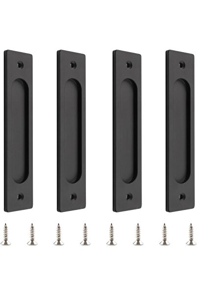 STARSTAR 18cm rectangular sliding door handle, 4 black aluminum flat handles,...