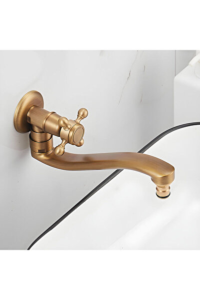 STARSTAR Vintage brass wall-mounted garden washbasin faucet, 360° rotating ba...