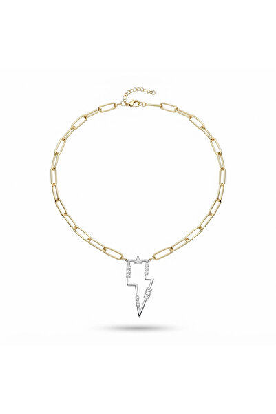 h&b design jewel Steel Lightning Detail Necklace