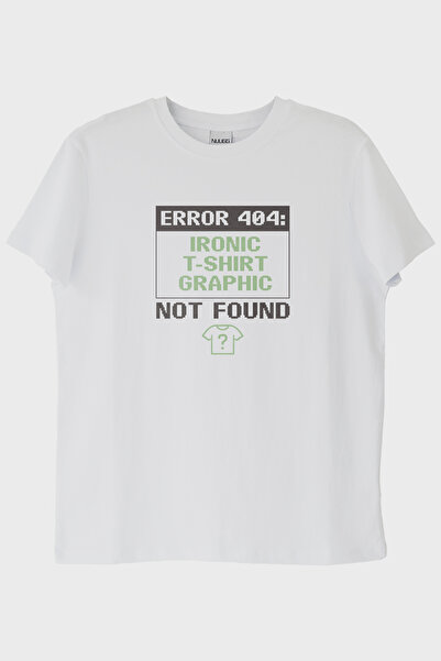lofux Error 404: Graphic Not Found Printed Design White T-Shirt