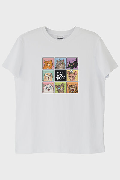lofux Cat Moods White T-Shirt