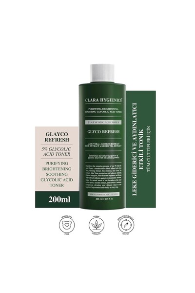 Clara Hygienics %5 Glikolik Asit ve Aydınlatıcı Etkili Tonik 200 ml
