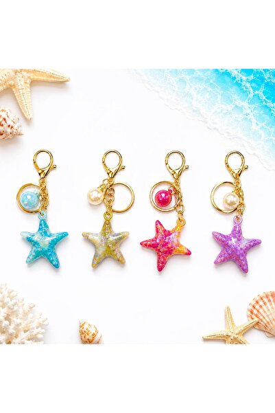 Alışveriş Kasabası Set of 4 Starfish Figured Keychains and Bag Ornaments
