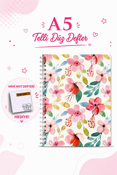 TOMBİ-X A5 Spiral-Bound Flat School Notebook Set - Patterned 60 Sheets Cardbo...