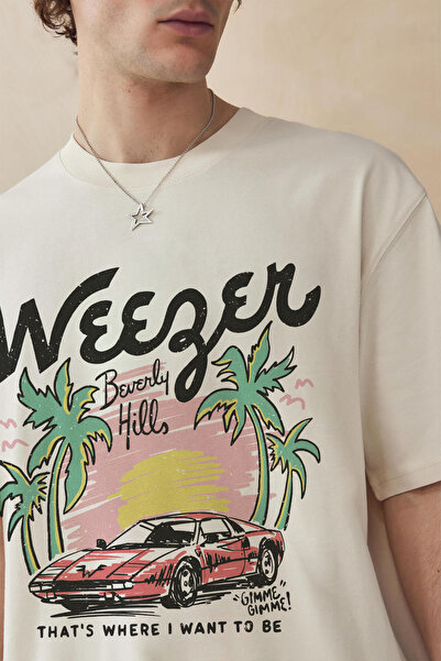 Tee&more. Unisex Oversize Weezer Beverly Hills Printed Premium T-Shirt