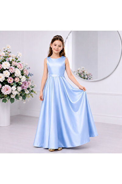 Mashotrend Satin Girls' Crew Neck Plain Dress - Graduation Birthday Special O...
