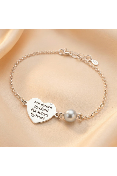 Personally ME Personalized silver bracelet, pearl, gift - Not Sisters by Blood
