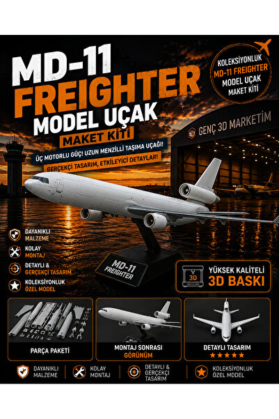 Genç 3D MD-11 Freighter Maket Uçak Kit Kartı - Demonte 3D Kargo Uçağı Maketi ...