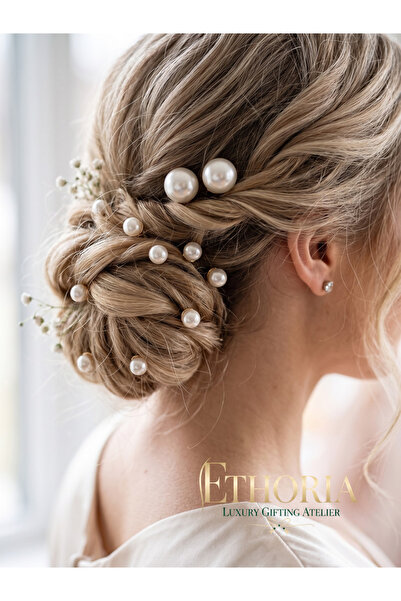 Ethoria & Walloo Pearl Hairpin Clasp Bridal Clasp Engagement Promise Hair Acc...