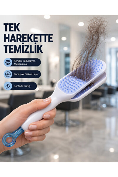 Generic Brand مشط شعر ذاتي التنظيف – مضاد للكهرباء الساكنة، أطراف سيليكون، ما...
