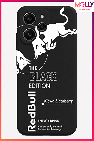 Molly REDMİ 12 İçin Siyah The Black Edition Desenli İçi Kadife Silikon Kılıf