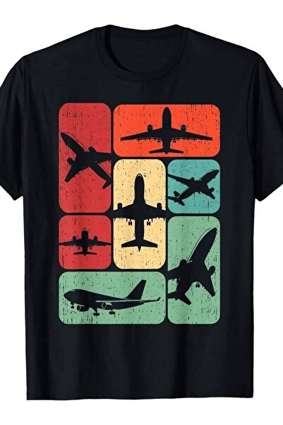 29CUN Airplane Pilot Artistic Vintage-Shirt Black Small Men's Boys Winter