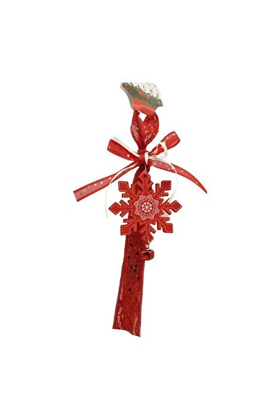 Rao Ornament de Brad Fulg de Nea, Rosu, Lemn, 25 Cm