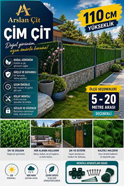 msy garden fenc 110 cm X 6 mt Çim Çit Bahçe Teli Yapay Çim Örgülü Bahçe Teli ...