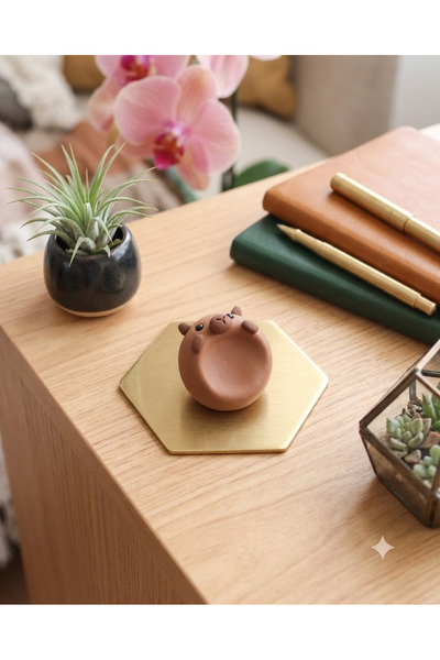 Lu Atelier Lu Capybara Endişe Taşı – El Yapımı Polimer Kil Worry Stone | Sevi...