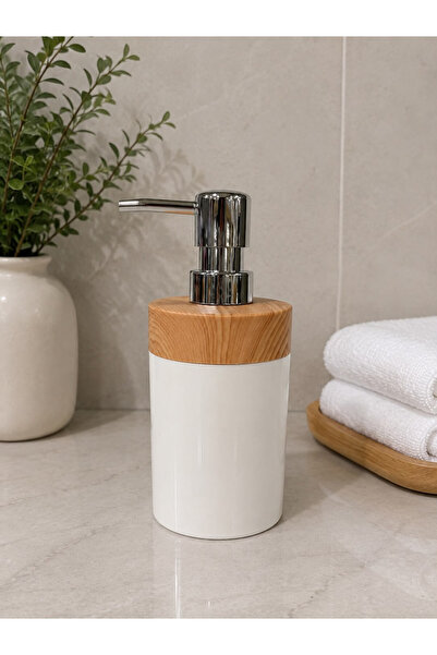 FAVORA Bamboo Look Liquid Soap Dispenser - White