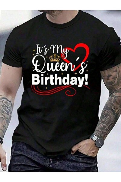 LİNA06 100_ Cotton It's My Queen's Men Couples Matching Birthday T-Shirt Fash...