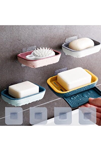 STARSTAR 4-Piece Self-Adhesive Transparent Hook Soap Dish Set - Waterproof & ...