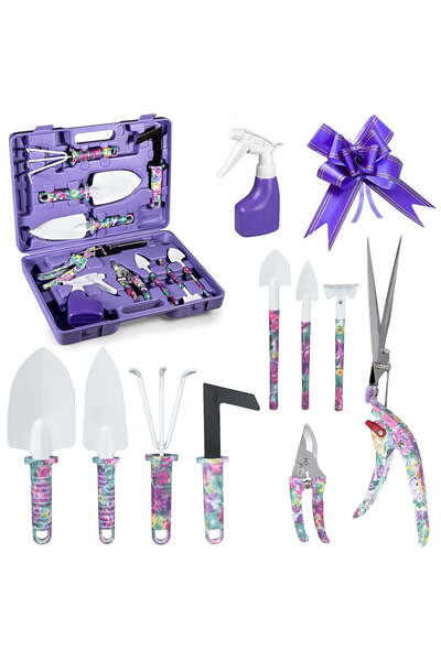 STARSTAR Gardening tool set, a 10-piece heavy-duty gardening tool kit, includ...