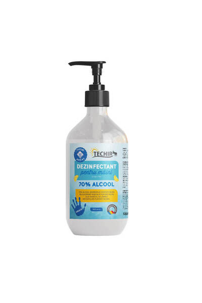 Techir Dezinfectant virucidal pentru mâini cu 70% alcool, cu pompiță, 500 ml