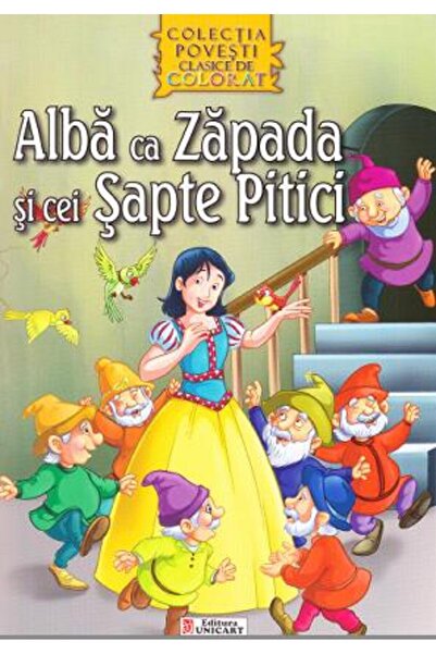 unicart Alba ca Zapada si cei Sapte Pitici - Carte de citit si colorat