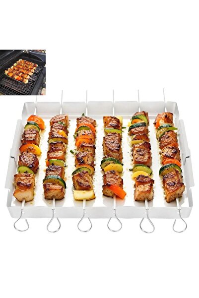 STARSTAR This stainless steel BBQ skewer set, featuring a foldable skewer rac...