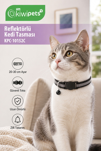 Tiny Kiwipets Kpc-10152C Reflective Cat Collar |   20–30 cm Adjustable |   Sa...