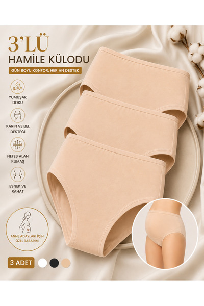 ROZELT Women's 3-Piece Maternity Panties Set High Waist Abdominal Support Fle...