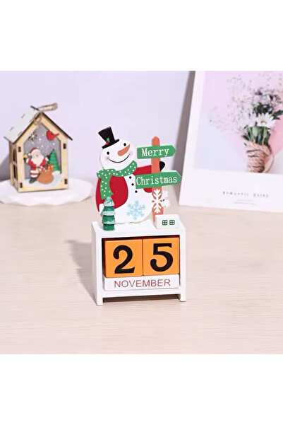GAVIO Decorațiune de Crăciun cu figurină și calendar, Om de zăpadă, din lemn,...