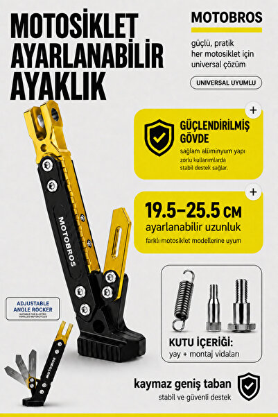 Motobros Motosiklet Gold Yan Ayaklık MTB-G Motosiklet Yan Sehpa Gold Motor Ay...