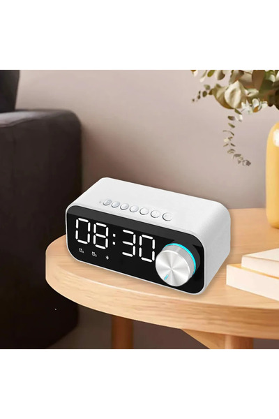 Morvena Picks Ceas deșteptător cu difuzor Bluetooth, alarme duble, afișaj LED...