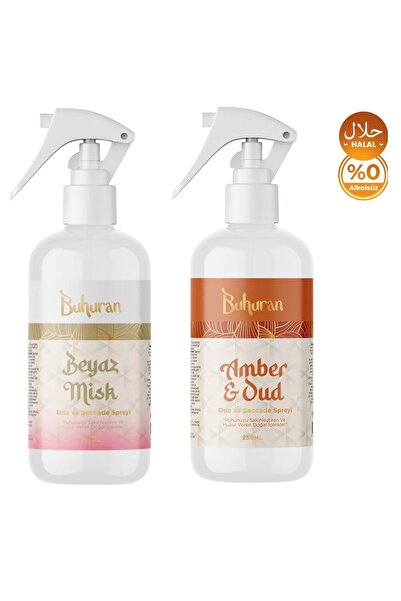 Buhuran 2li Set Beyaz Misk & Amber Oud Oda Seccade Spreyi Alkol İçermeyen Hel...