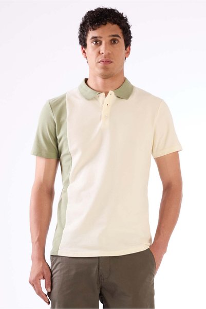 Dufy Tricou verde pentru bărbați, cu guler polo, croială slim