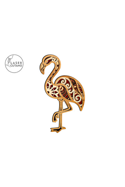 Gabcom Tablou Multilayer din Lemn – Flamingos – Dimensiune 30 x 17 cm, Decor ...