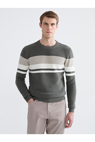 LC Waikiki Crew Neck Striped Men's Knitwear Sweater
