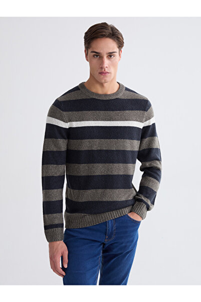 LC Waikiki Crew Neck Striped Men's Knitwear Sweater