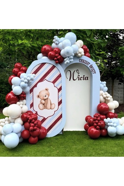 Çemrek Süs Parti Colors Suitable for Birthday Baby Circus Concept Dark Red Li...