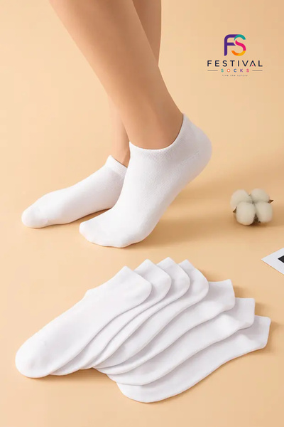 Festival Socks Set of 8 White Short Bootie Ankle Socks