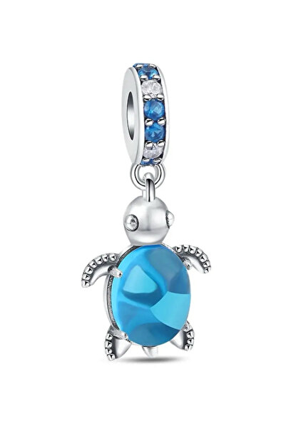 DANGLE Mavi Deniz Kaplumbağası Sallantılı 925 Ayar Gümüş Charm