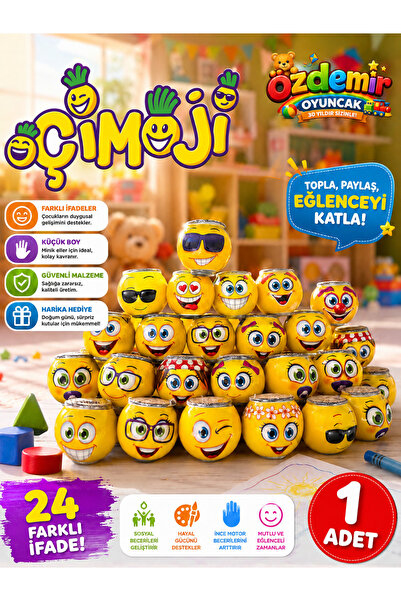 ÖZDEMİR OYUNCAK ÇİM ADAM ÇİMOJİ Çim Kafa Eğitici Çocuk Aktivite Oyuncağı Bitki Yetiştirme Deney Seti 3+ Yaş 1-ADET