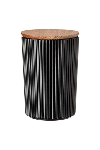 BAMI NETWORK Recipient depozitare 900ml cu capac lemn si dungi negre