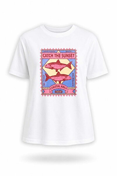 5in1Canpolat Tricou alb cu imprimeu Catch The Sunset 12200