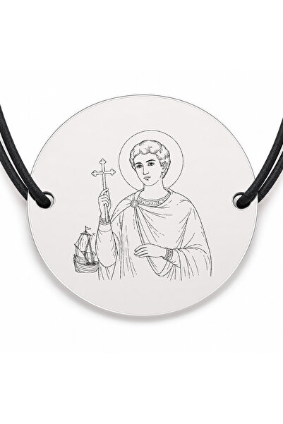 Simoshop Brățară argint 925 cu bănuț Sfântul Mucenic Iulian, șnur negru reglabil