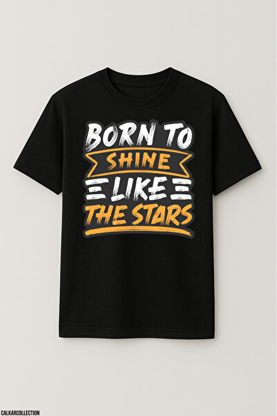CALKARCOLLECTION تيشيرت للجنسين كبير الحجم مطبوع عليه Born To Shine Like The ...