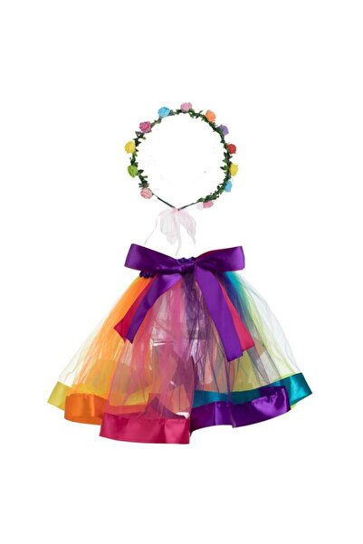 BAMI NETWORK Set deghizare fetite fusta tutu multicolora 29cm carnaval