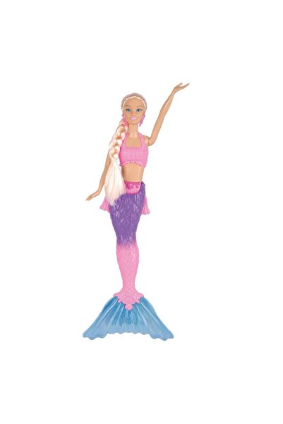 BAMI NETWORK Papusa Sirena 34cm Par Blond Coada Roz Mov Fete